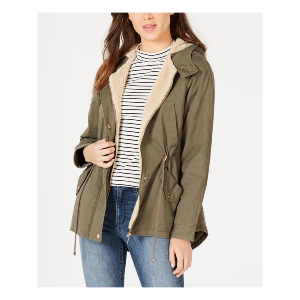COLLECTIONB Womens Beige Gathered Button Down Winter Jacket Coat XS